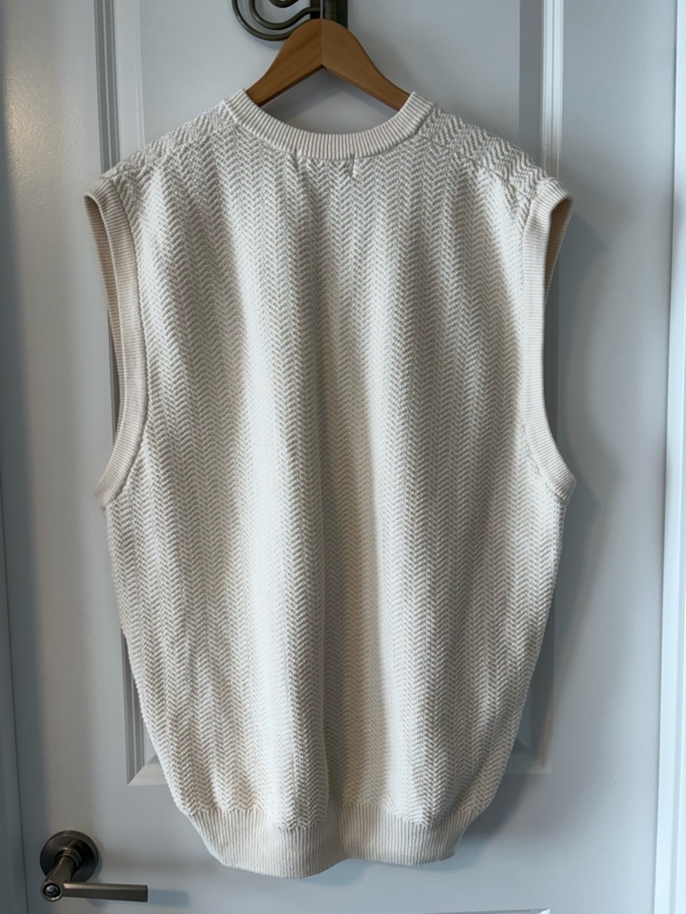Vintage Schank’s Athletic Club Knit Sweater Vest Cream XL - Picture 3 of 8